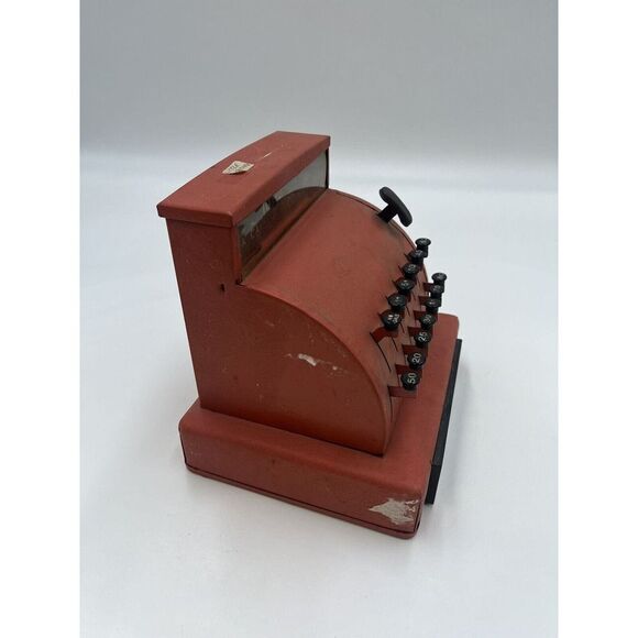 Antique Red Tom Thumb Toy Cash Register Toy Pink Vintage Tomthumb Kids Store - Picture 2 of 7